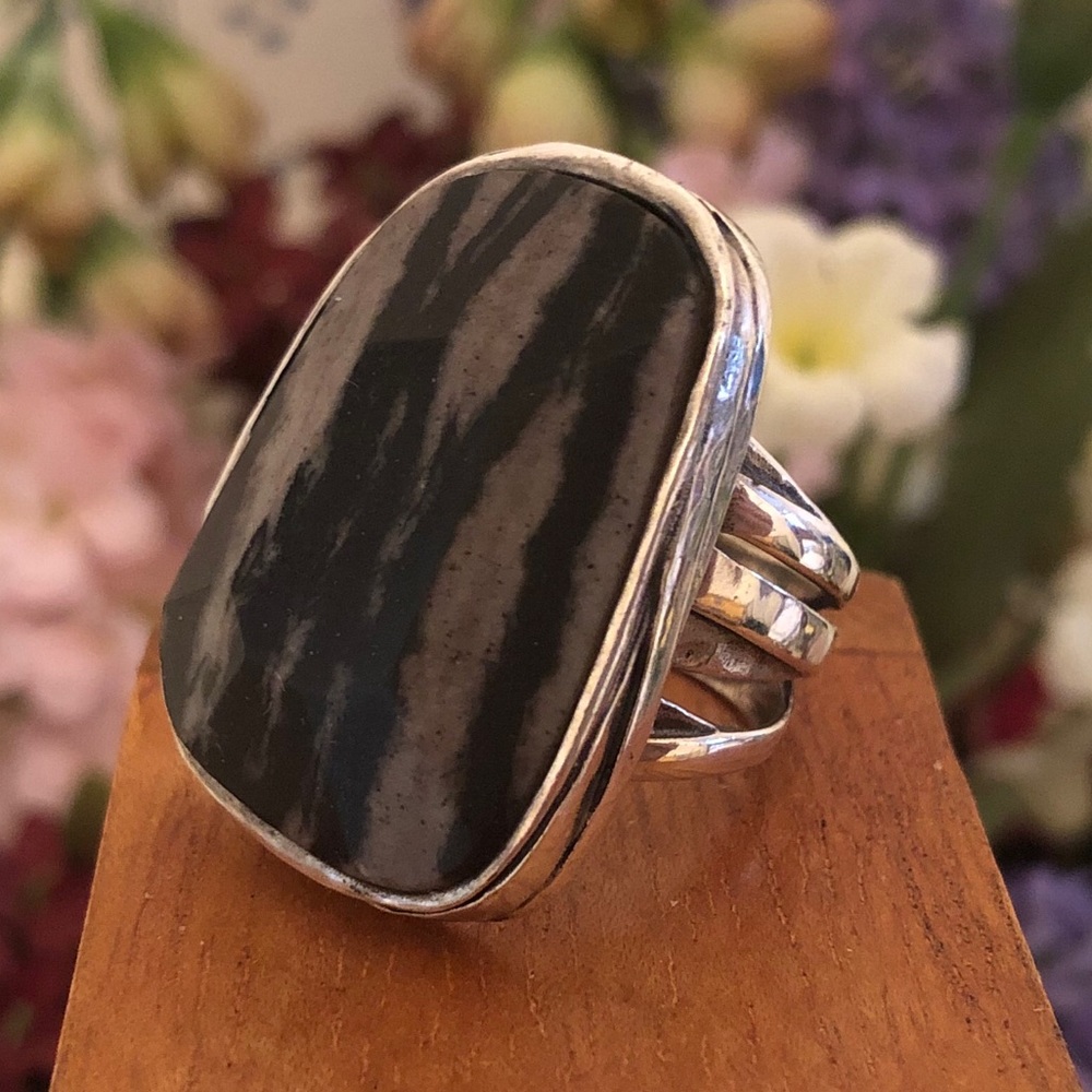 Silpada Sterling Silver Agate Abstract Ring R2761 Size 6 1/4 - Picture 7 of 9